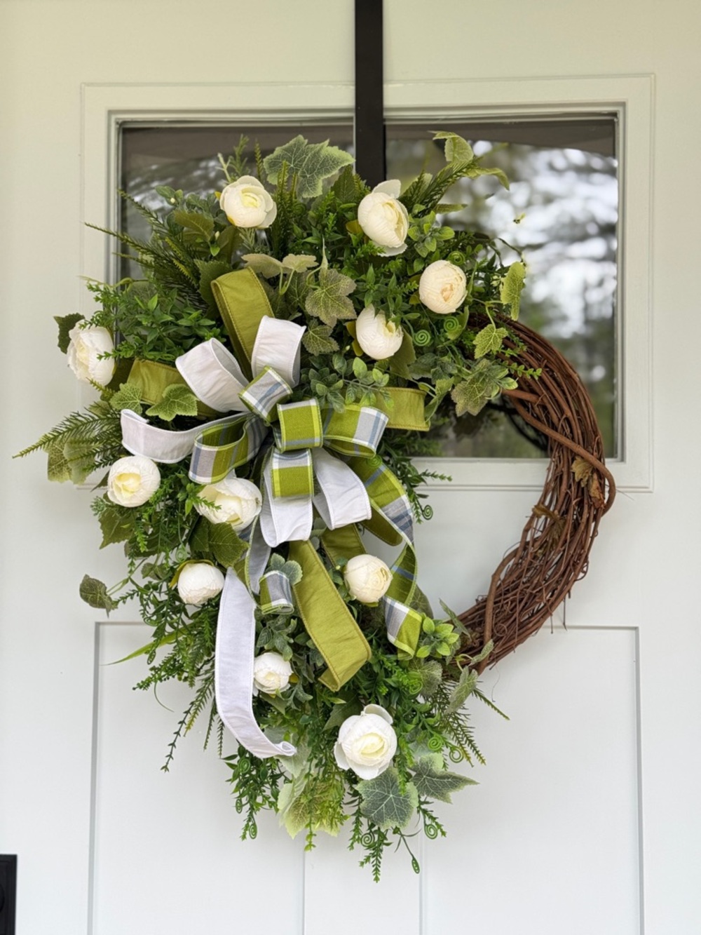 Elegant Everyday Peony Wreath with Handmade Bow